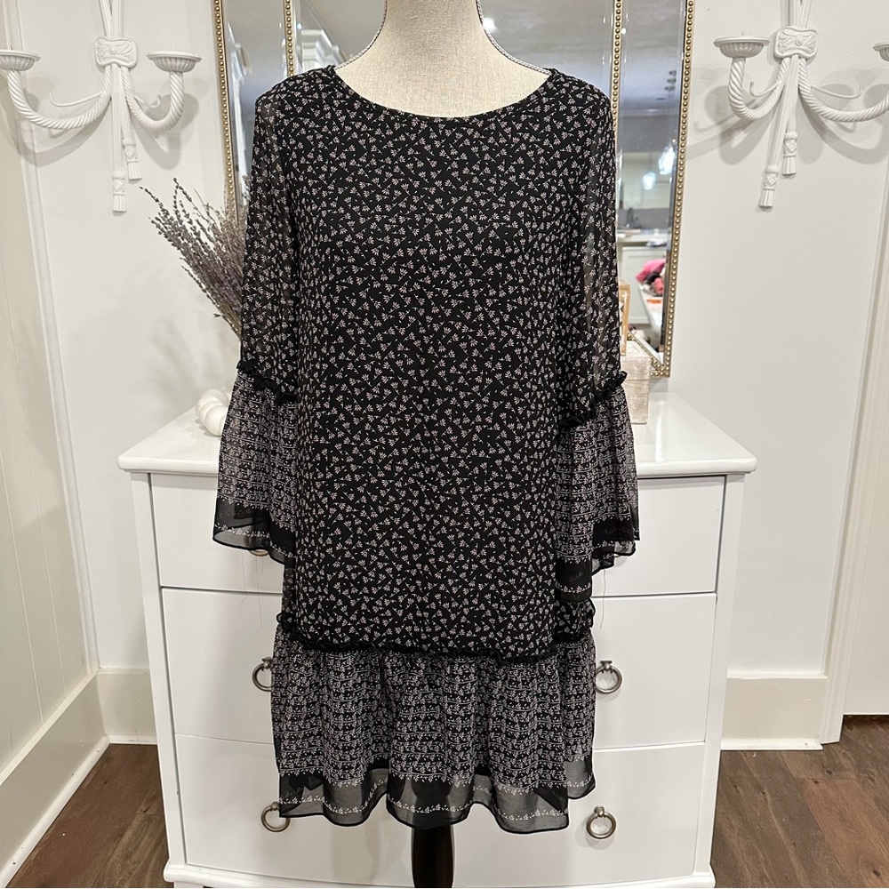 Max Studio Floral Drop Waist Shift Dress Sz XS NWT Office Career Layered